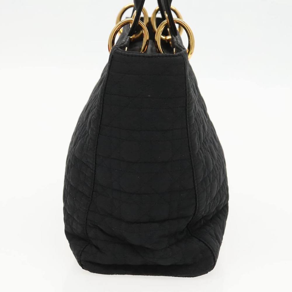 Christian Dior Canage Hand Bag Nylon Black Gold Auth yk15712 - Picture 3 of 16